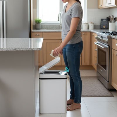 poubelle de cuisine sans contact genoux