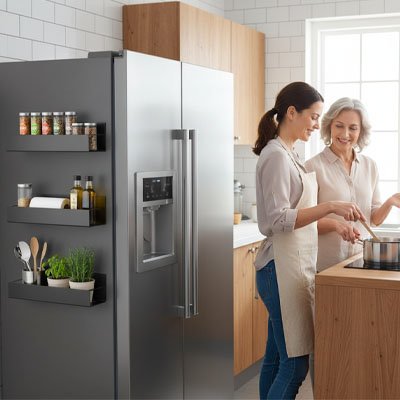Étagère à épices sur frigo