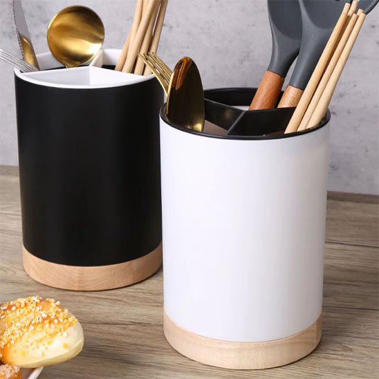 pot ustensiles cuisine bicolore