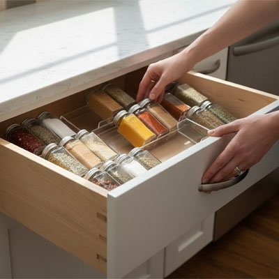 Rangement epices tiroirs robuste