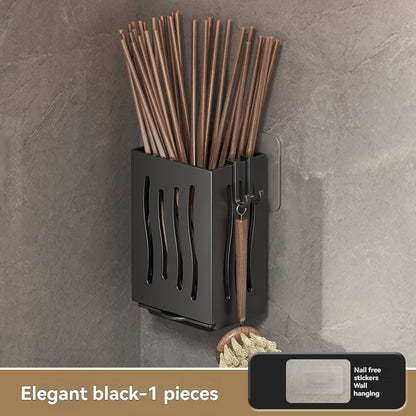 rangement pour couverts mural noir